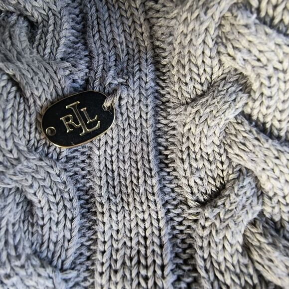 Lauren Ralph Lauren Sweater Women XL* Gray Cable Knit Cotton Hi Lo *Minor Flaws* - Picture 16 of 16
